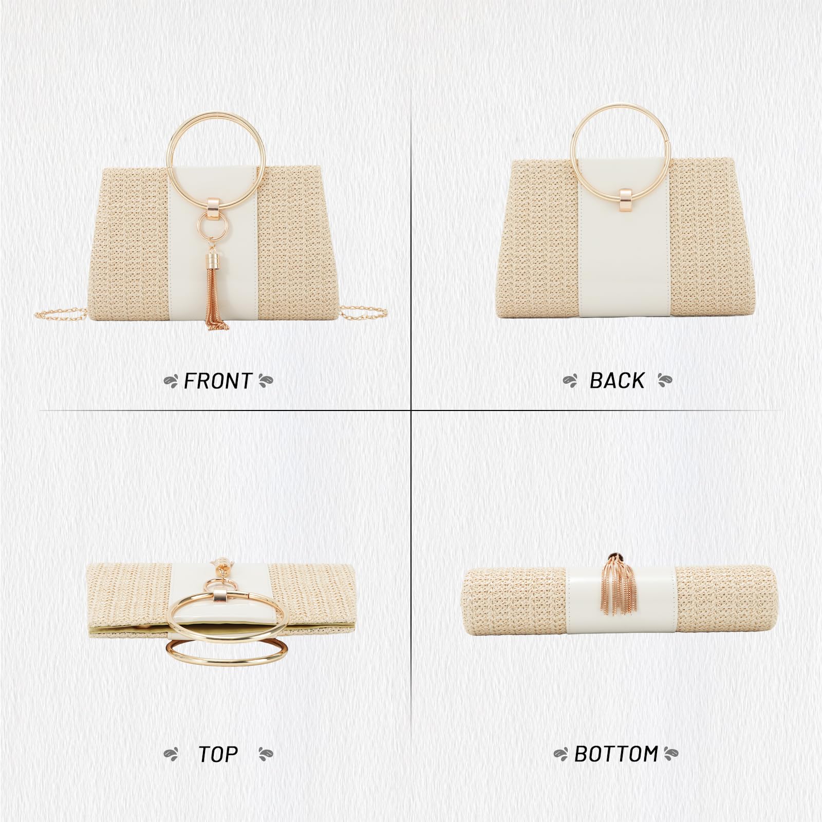Lanpet Women's Straw Clutch Evening Handbag - Elegant Summer Beach Tote Purse with Tassel Design | Perfect for Parties, Weddings & Vacation Accessories