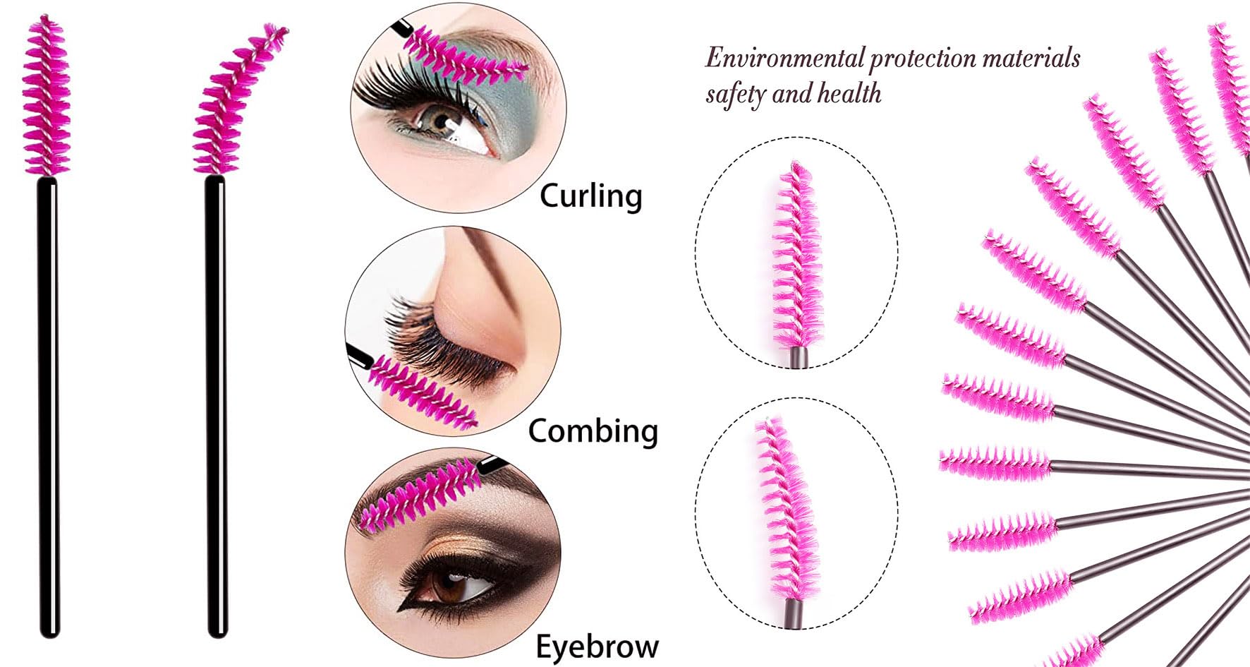 Ear Lobe & Eyebrow Accessories Combo Pack - 1pc Spooly Eyebrow Brush, 3pc Eyebrow Stencils & Mascara Applicator Tool | Perfect for Eyebrow Grooming, Makeup Application & Lash Enhancement