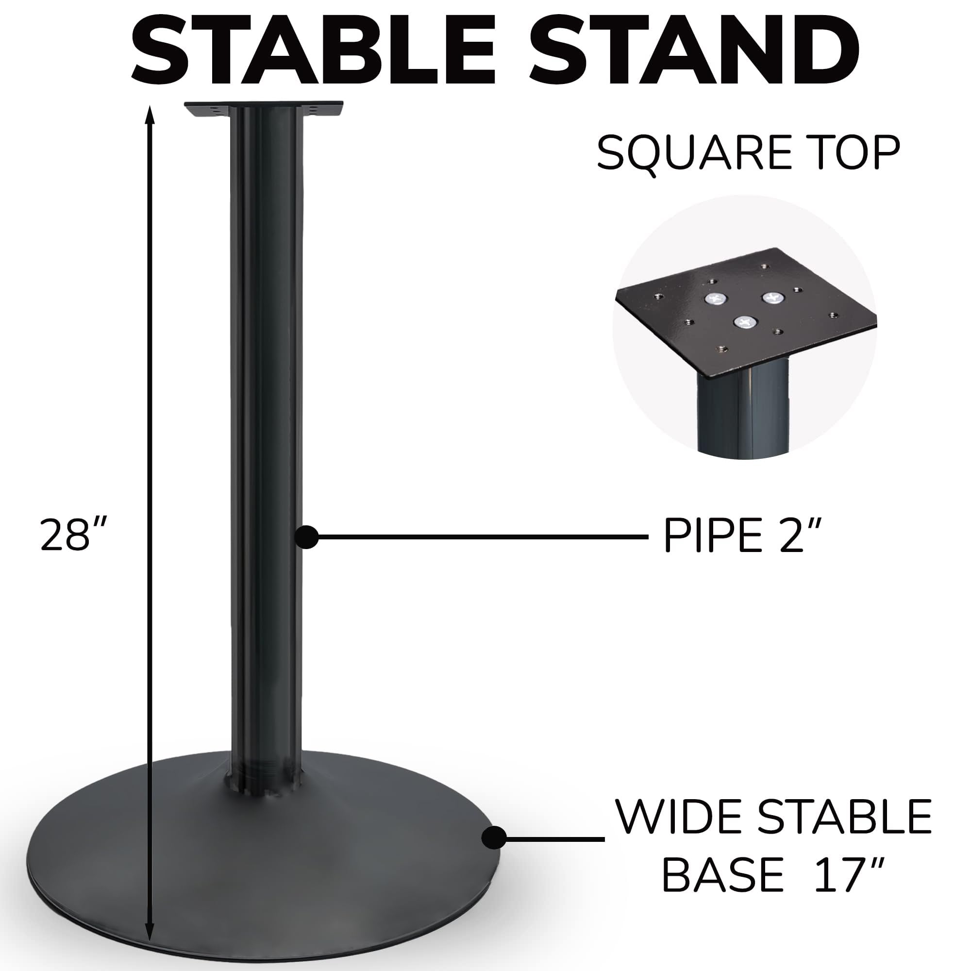 Heavy Duty Metal Stand with Square Flange & Round Base for Candy/Gumball/Capsule Vending Machines - Perfect for Arcades, Malls, and Retail Stores