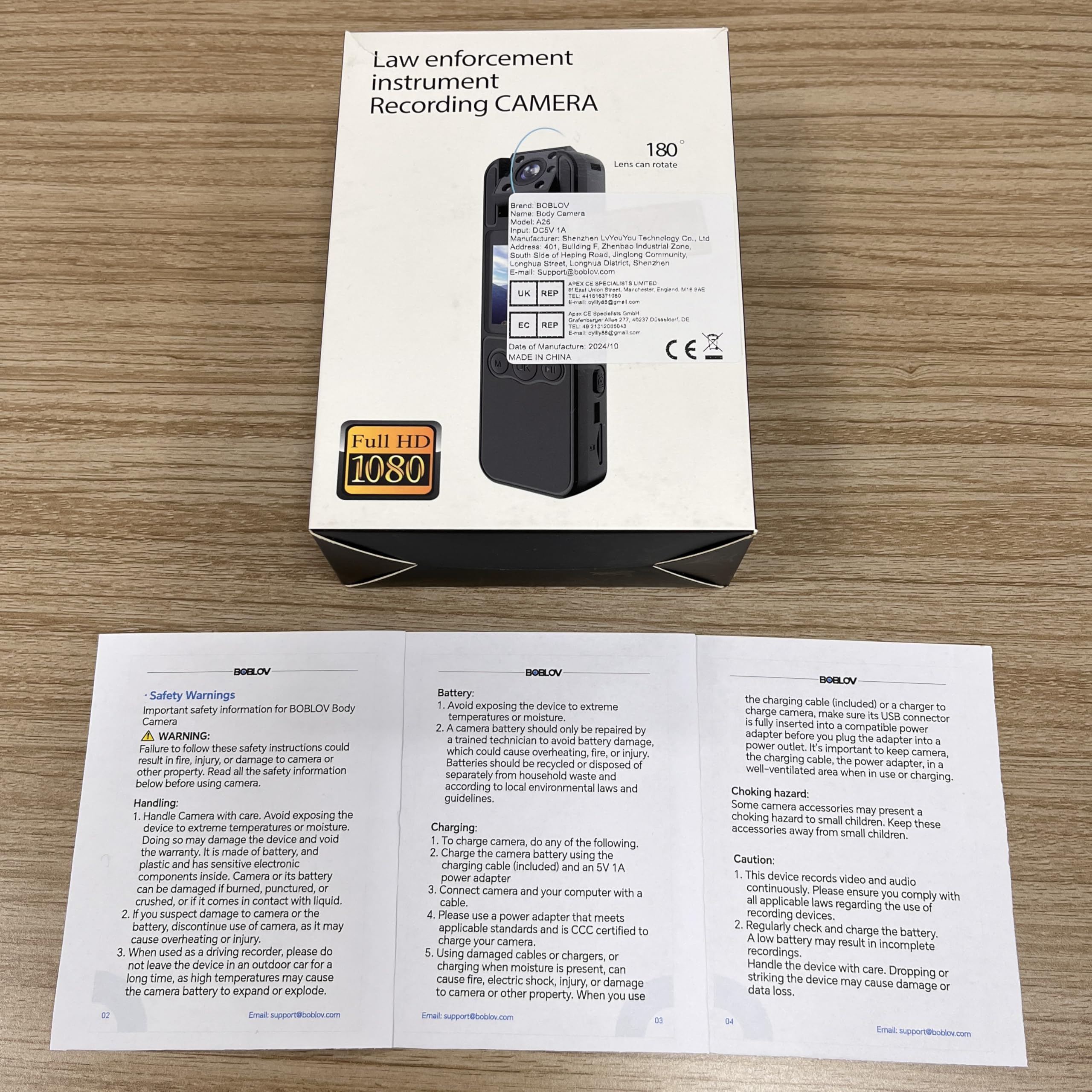 BOBLOV A26 Mini Body Camera 64GB - 1080P HD with Night Vision, Rotating Lens & Tripod - 6 Hours Continuous Recording - Ideal for Security, Delivery Services, Evidence Collection & Personal Safety (Home, Workplace, Law Enforcement Use)