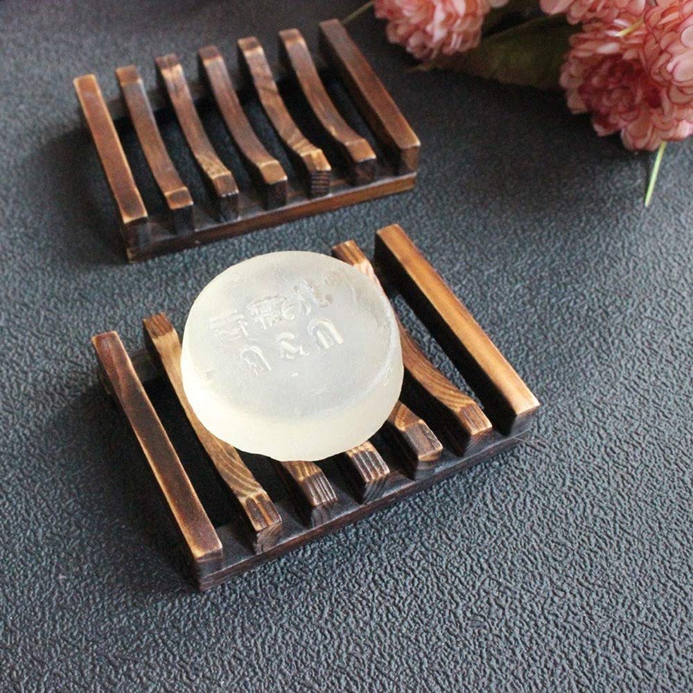Handmade Wooden Soap Dish Set of 2 - Natural Bathroom Soap Holder for Shower, Sink Countertop - Rustic Home Decor & Spa Gift Idea - Perfect for Bath, Vanity, and Guest Room Organization