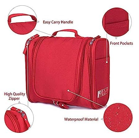 Extra Large Multifunctional Travel Bag for Women | Waterproof Cosmetic & Toiletry Organizer | Makeup Case with Multiple Compartments | Perfect for Airplane, Gym & Vacation (Red)