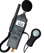 DT-8820 Digital Multifunction Environmental Meter - Sound Level Decibel Meter, Light Lux Meter, Humidity & Temperature Tester for Home, Office, Industrial Use