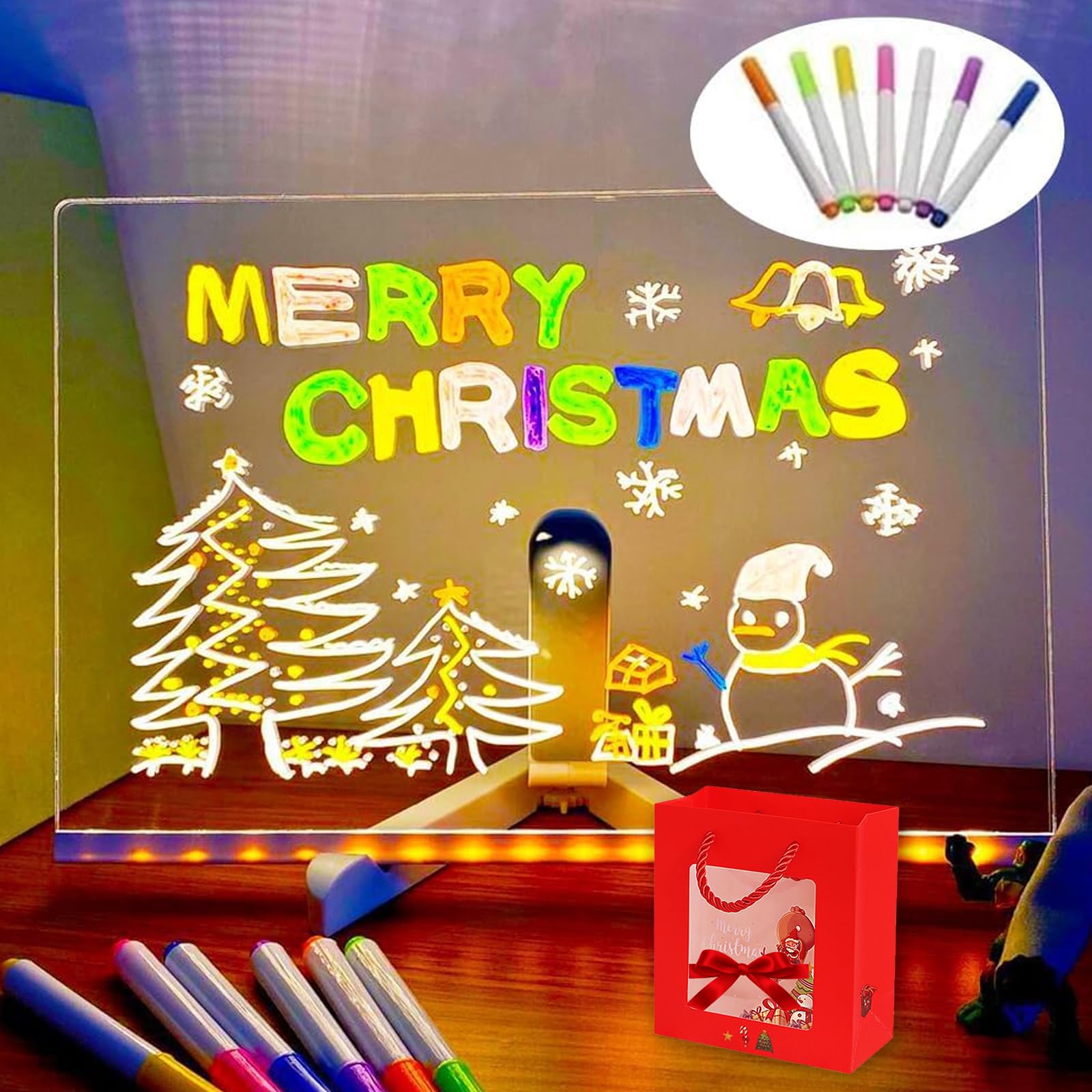 Soniee LED Drawing Board for Kids - Glow Writing Tablet with Colors, Light Up Drawing Board, Clear LED Light Board for Writing & Drawing | Perfect for Bedtime, Travel & Classroom Activities