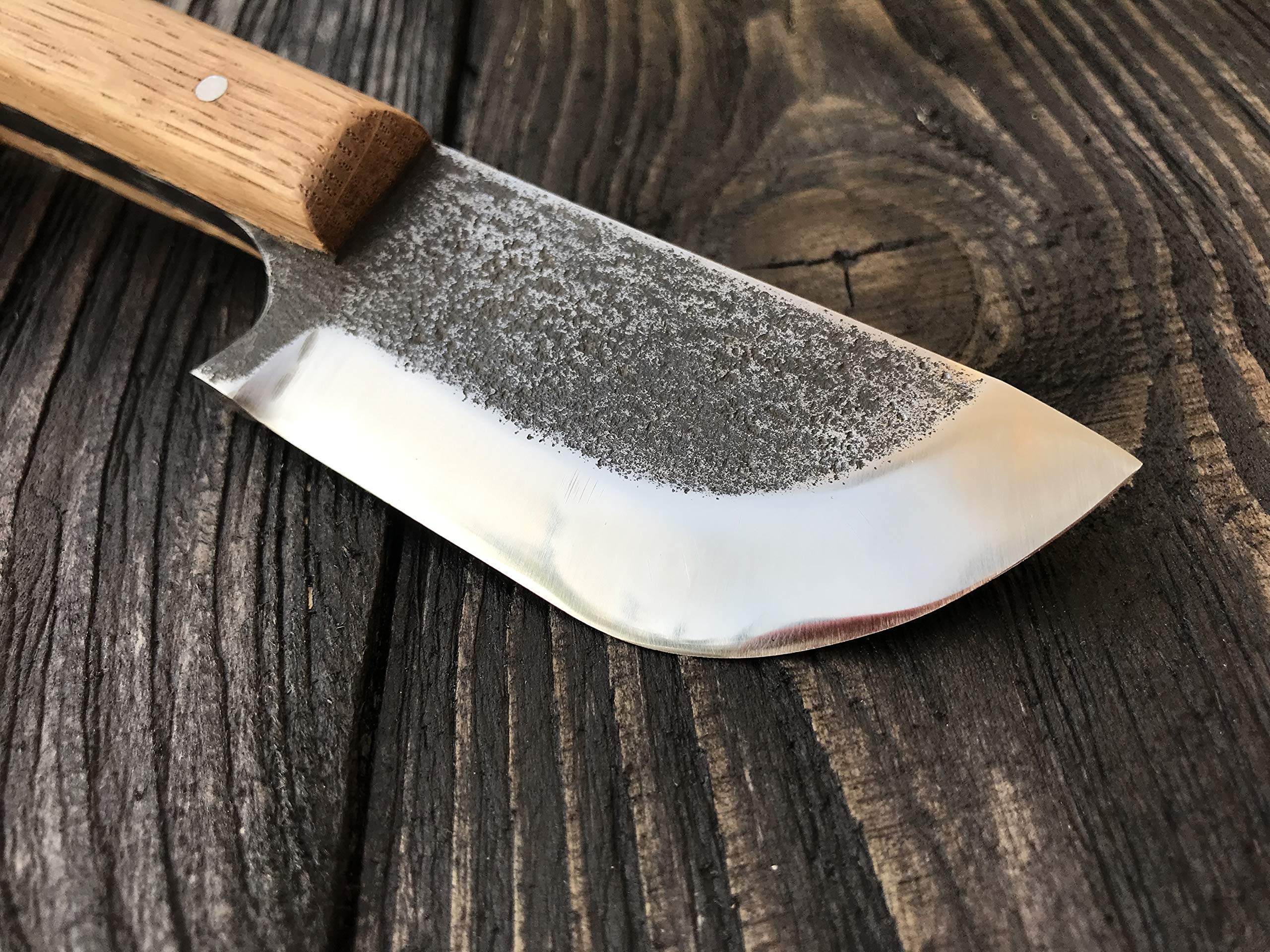 Viking Knife - Hand Forged Butcher Knife with Leather Sheath | Viking Decor, Iron Gift for Men | Perfect for Camping, Hunting & Kitchen Use