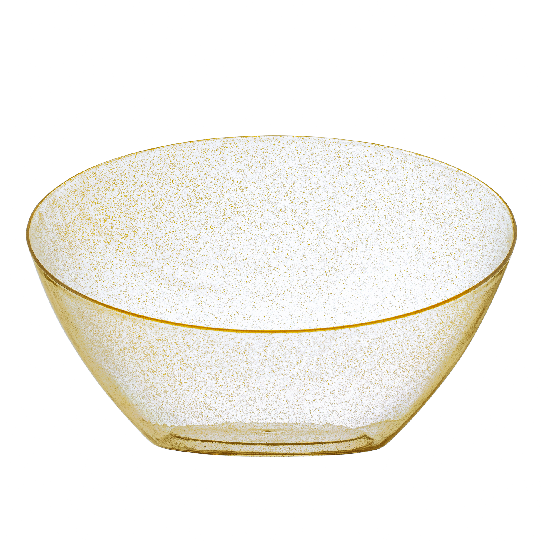 Clear & Gold Glitter Angled Plastic Serving Bowls - 5 Pack Set for Party, Wedding, Dessert & Candy Display - Dishwasher Safe Reusable Bowls