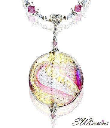 Lavender Rose Swirl Venetian Necklace - Elegant Handmade Glass Beaded Jewelry for Women | Perfect for Weddings, Date Nights & Special Occasions