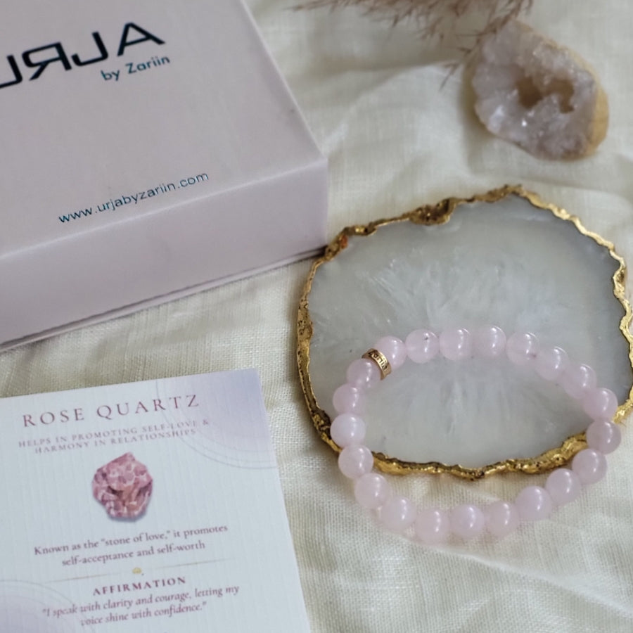 Rose Quartz Bead Bracelet for Love & Compassion - Healing Crystal Jewelry for Women, Natural Stone Bracelet for Positive Energy, Meditation & Spiritual Gifts (Perfect for Valentine's Day, Self-Care & Chakra Balancing)