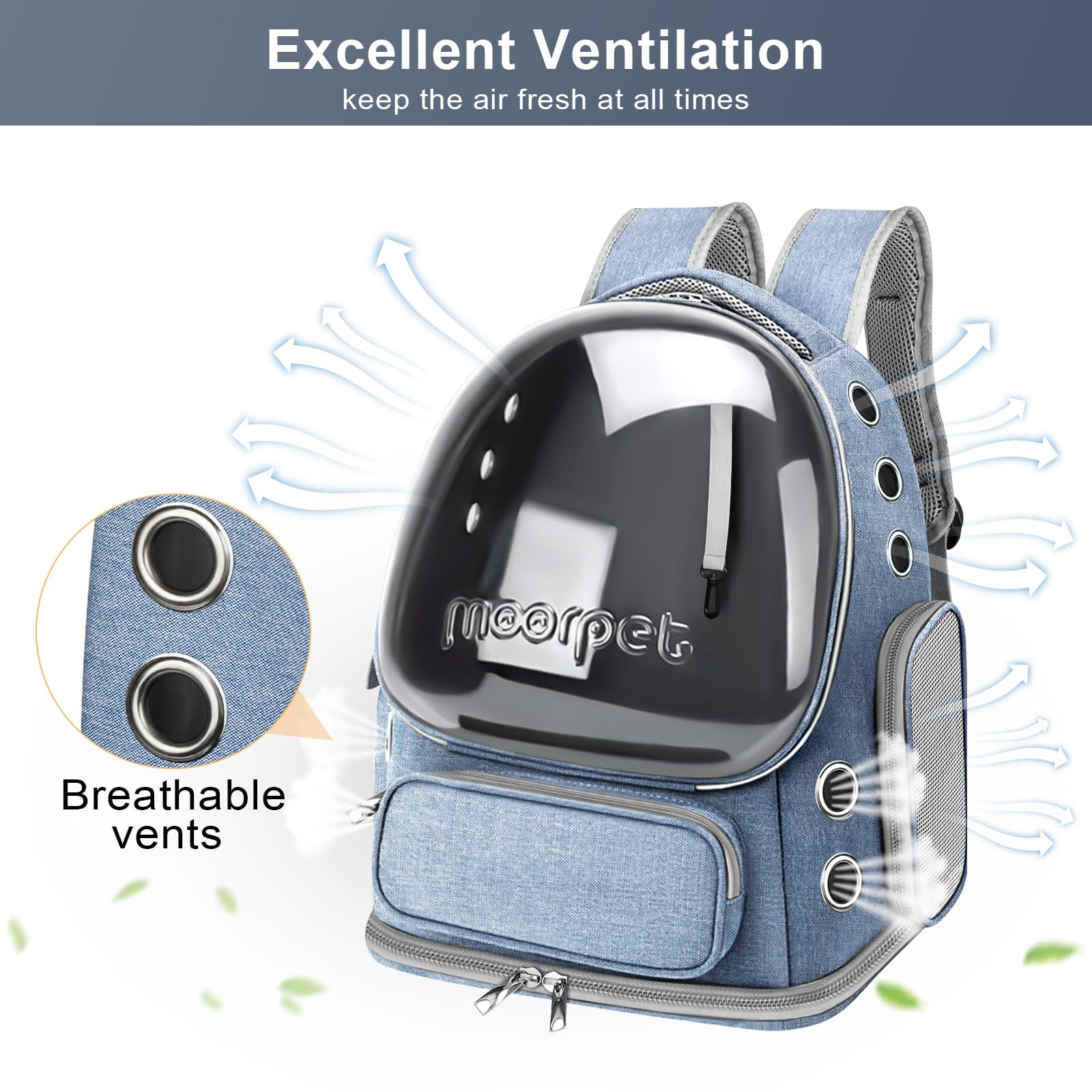 **Breathable Cat Backpack Carrier - Large Space Bubble Pet Travel Backpack for Cats & Small Dogs (Up to 20 lbs) | Airline Approved, Foldable & Transparent Design | Perfect for Travel, Hiking & Outdoor Adventures (Blue)**