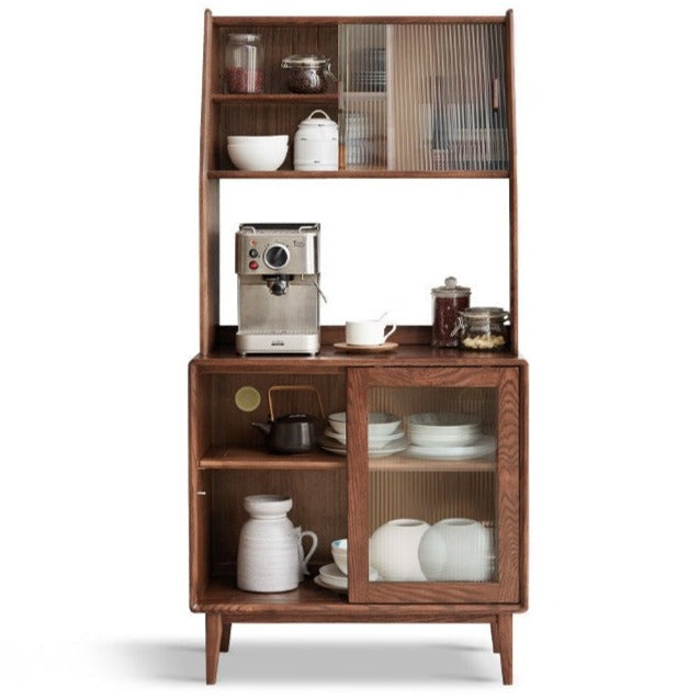 Solid Oak Wood Sideboard Buffet Cabinet - Rustic Farmhouse Dining Room Storage for Dishes, Linens & Entertaining Essentials