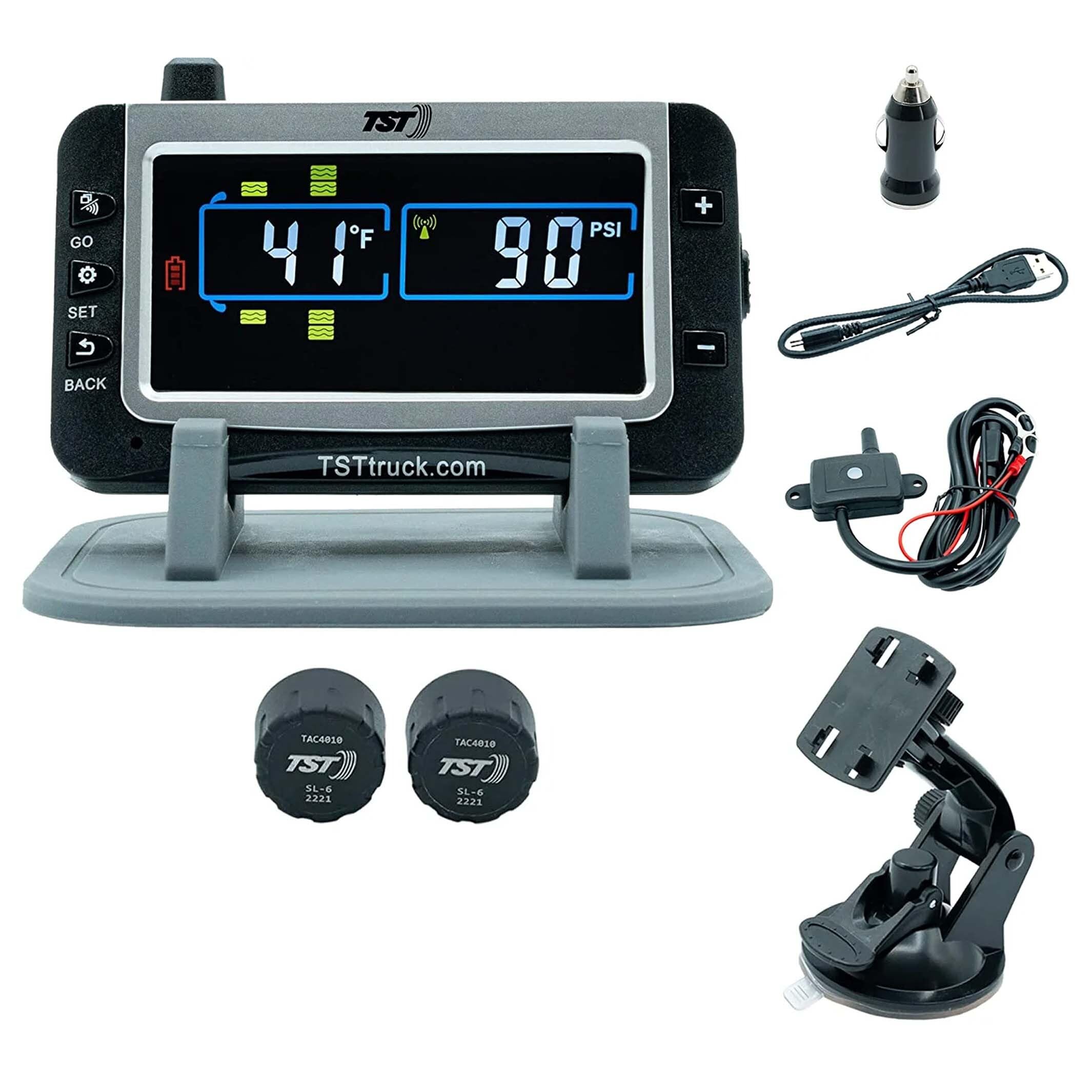 TST 507 Tire Pressure Monitoring System with 2 Cap Sensors & Color Display - Compatible with Metal/Rubber Valve Stems | TPMS for RVs, Campers, Trailers & Trucks | Real-Time Monitoring for Safer Road Trips & Towing