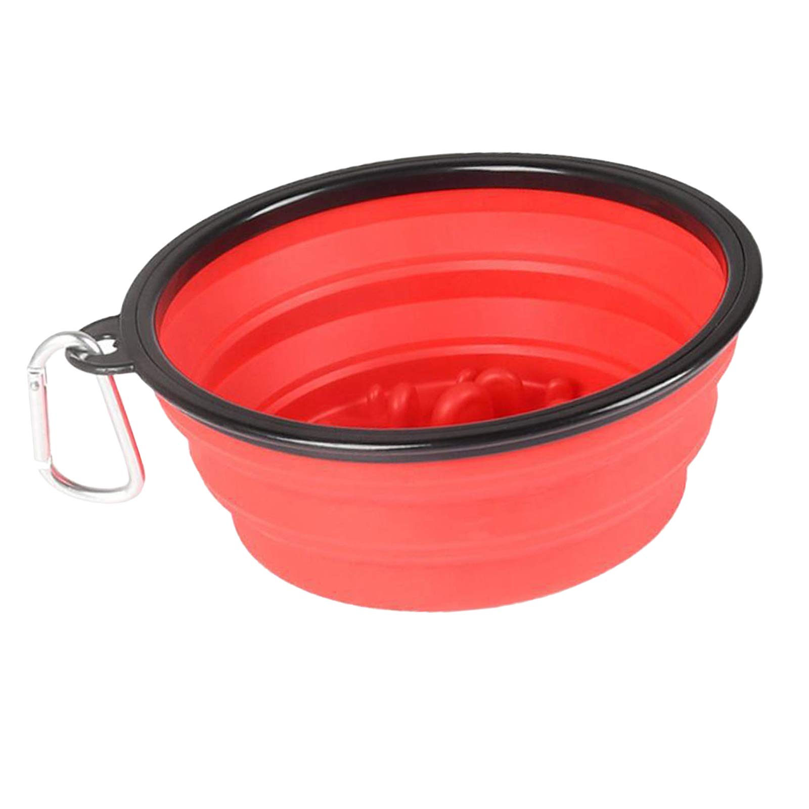 MERISHOPP Slow Feeder Dog Bowl - Collapsible Pet Food Dish for Cats & Dogs - Non-Slip Silicone Water Bowl - Perfect for Fast Eaters, Travel & Outdoor Use