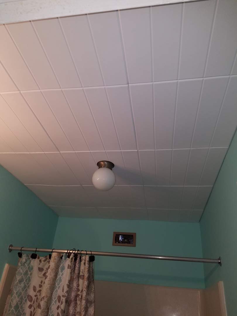 A La Maison R104 Bead Board Foam Glue-Up Ceiling Tiles - 96 Pack (256 sq ft Coverage) - White Textured Ceiling Panels for Easy Installation - Perfect for Home Renovation, Basement & Commercial Spaces