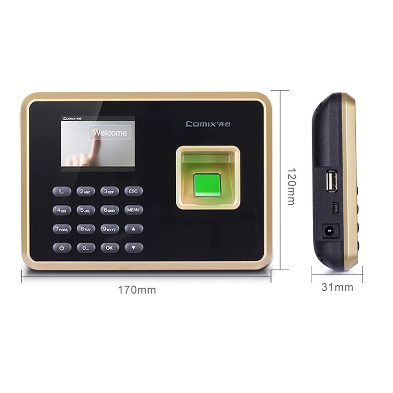 Biometric Fingerprint Time Clock for Employees - 2.4in Attendance Machine with Password Protection & Automatic Report Generation | USB Download Office Punch Clock for Small Businesses | Perfect for Retail Stores, Restaurants, and Workplaces