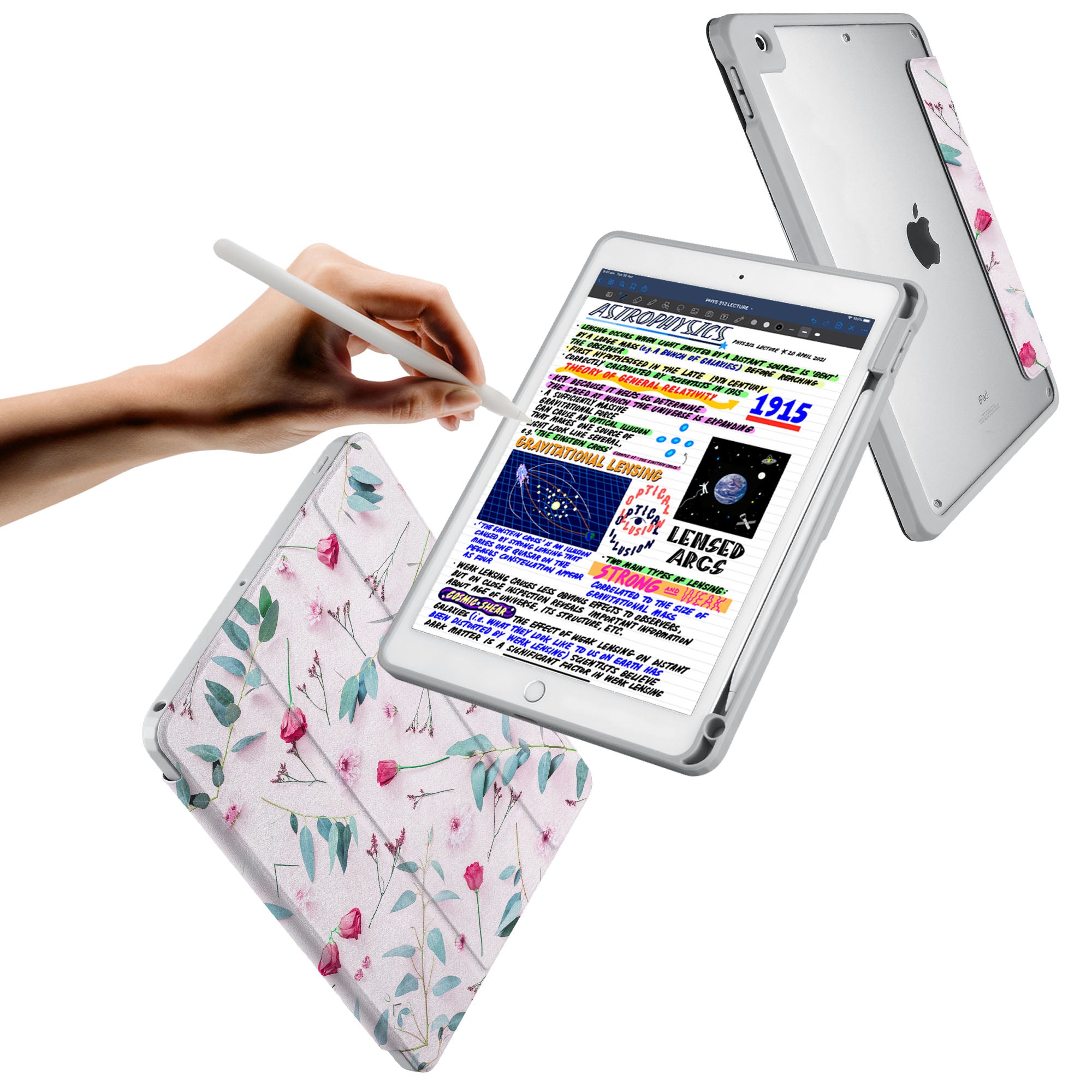 iPad 360 Elite Case - Premium Protective Cover with Flat Flower Design for iPad Pro/Air/Mini - Perfect for Work, Travel & Everyday Use