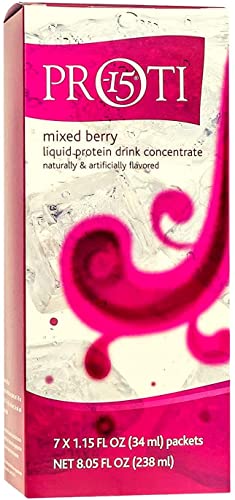 High Protein Liquid Fruit Drink Concentrate Mix - Proti Fit, Fat Free, Low Carb, Low Calorie, 15g Protein per Serving, 7 Servings per Box (Mixed Berry) - Ideal for Post-Workout Recovery, Weight Management & Healthy Snacking