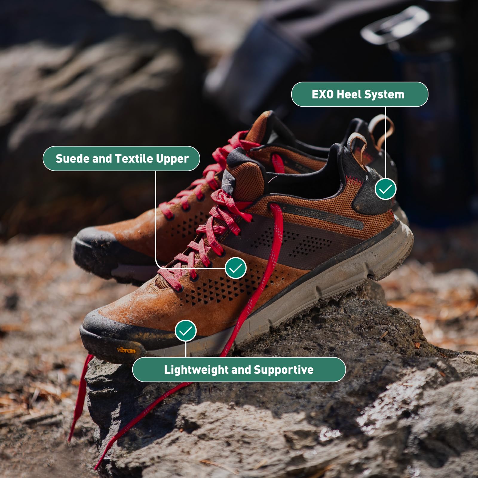 Danner Trail 2650 Men's Hiking Shoes - Lightweight Breathable Suede & Textile with Ortholite Footbed, Vibram Outsole for Outdoor Trekking & Backpacking Adventures