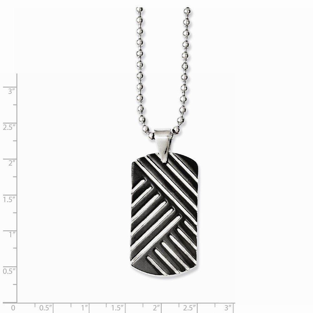 Premium Solid Stainless Steel Black Enamel Dog Tag Necklace - 24 Inch Adjustable Chain for Men & Women - Perfect for Military, Pet ID, Fashion & Everyday Wear