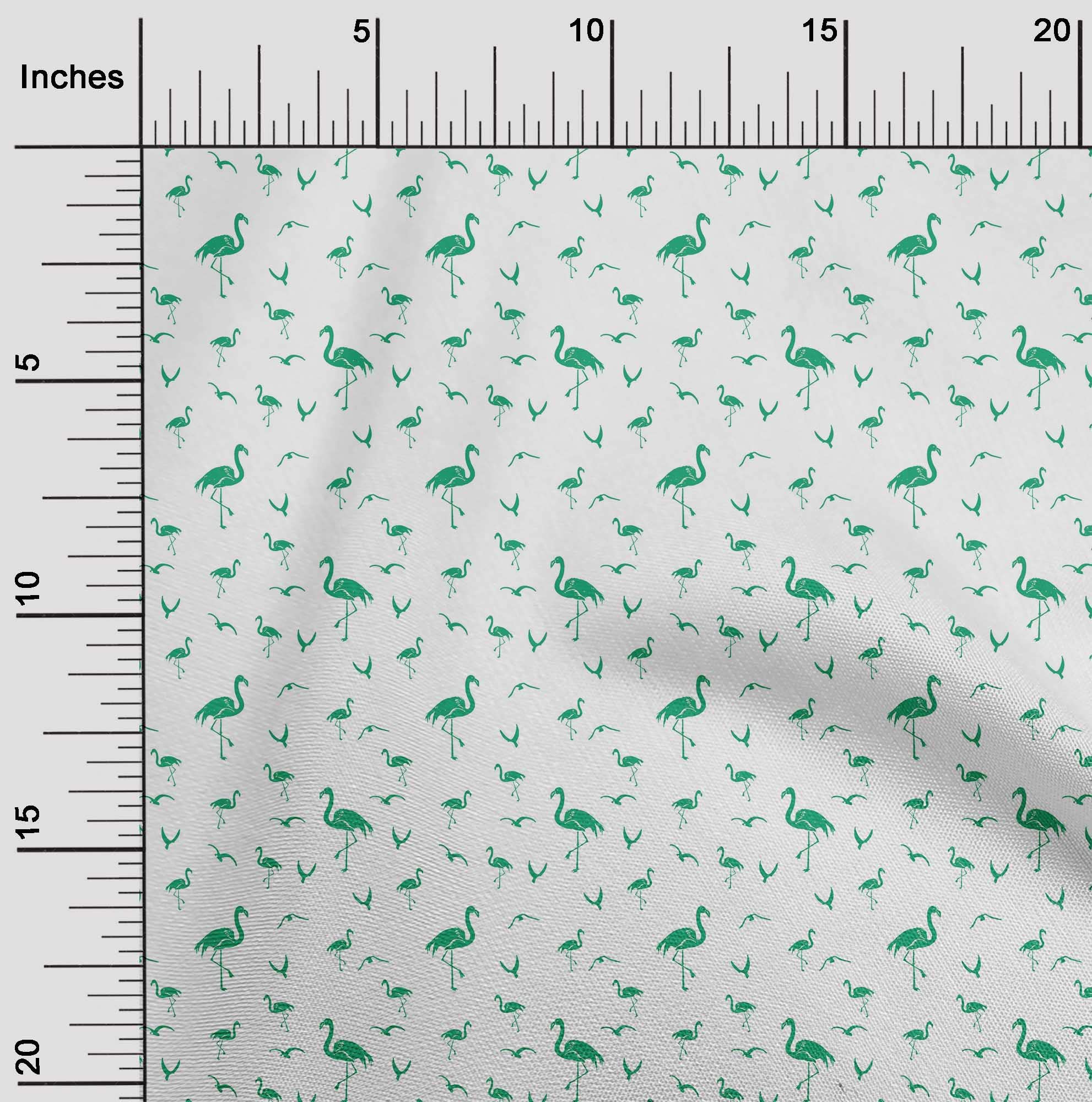 oneOone Rayon Green Flamingo Print Fabric - 56 Inch Wide for DIY Clothing, Quilting & Home Decor | Premium Sewing Supplies by The Yard