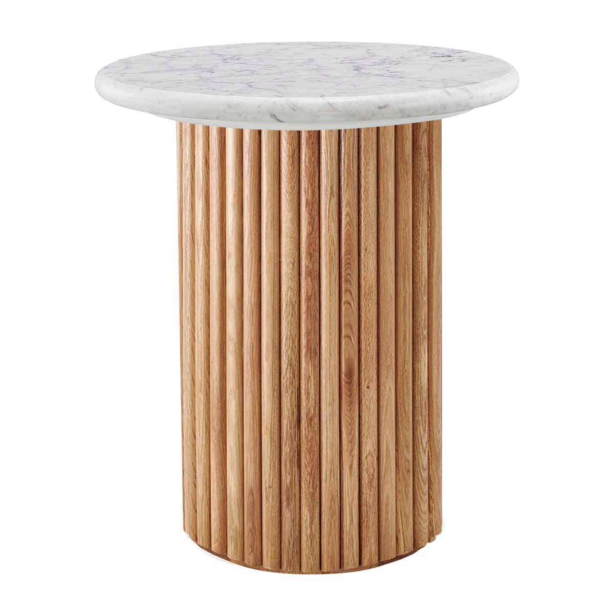 Cosmos Modern Side Table - Solid Oak Wood & Carrara Marble Top - Nightstand, End Table for Living Room, Bedroom, Office - Stylish Home Decor Furniture