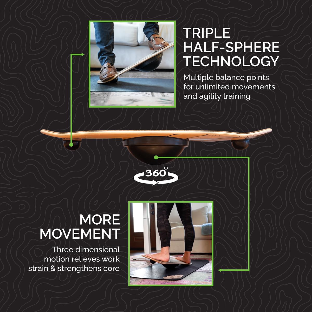 Ergonomic Standing Desk Balance Board with Stabilizing Ring - Improve Posture & Focus for Home & Office Workstations