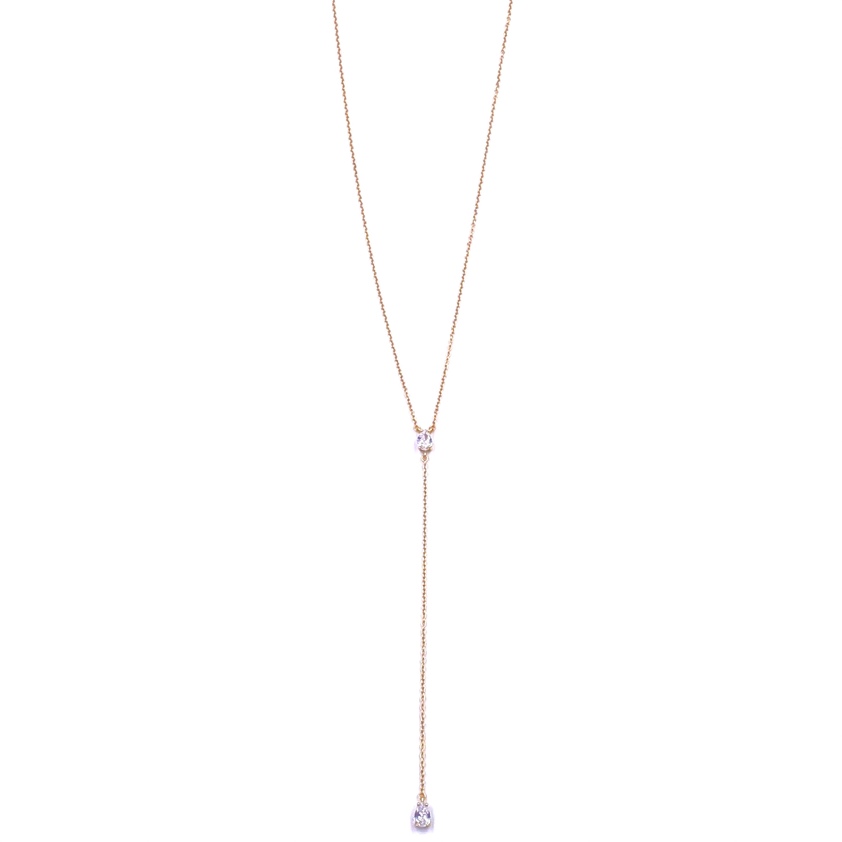 Elegant Ashley Gold Sterling Silver Gold Plated CZ Tear Drop Lariat Necklace for Women | Perfect for Weddings, Parties & Special Occasions
