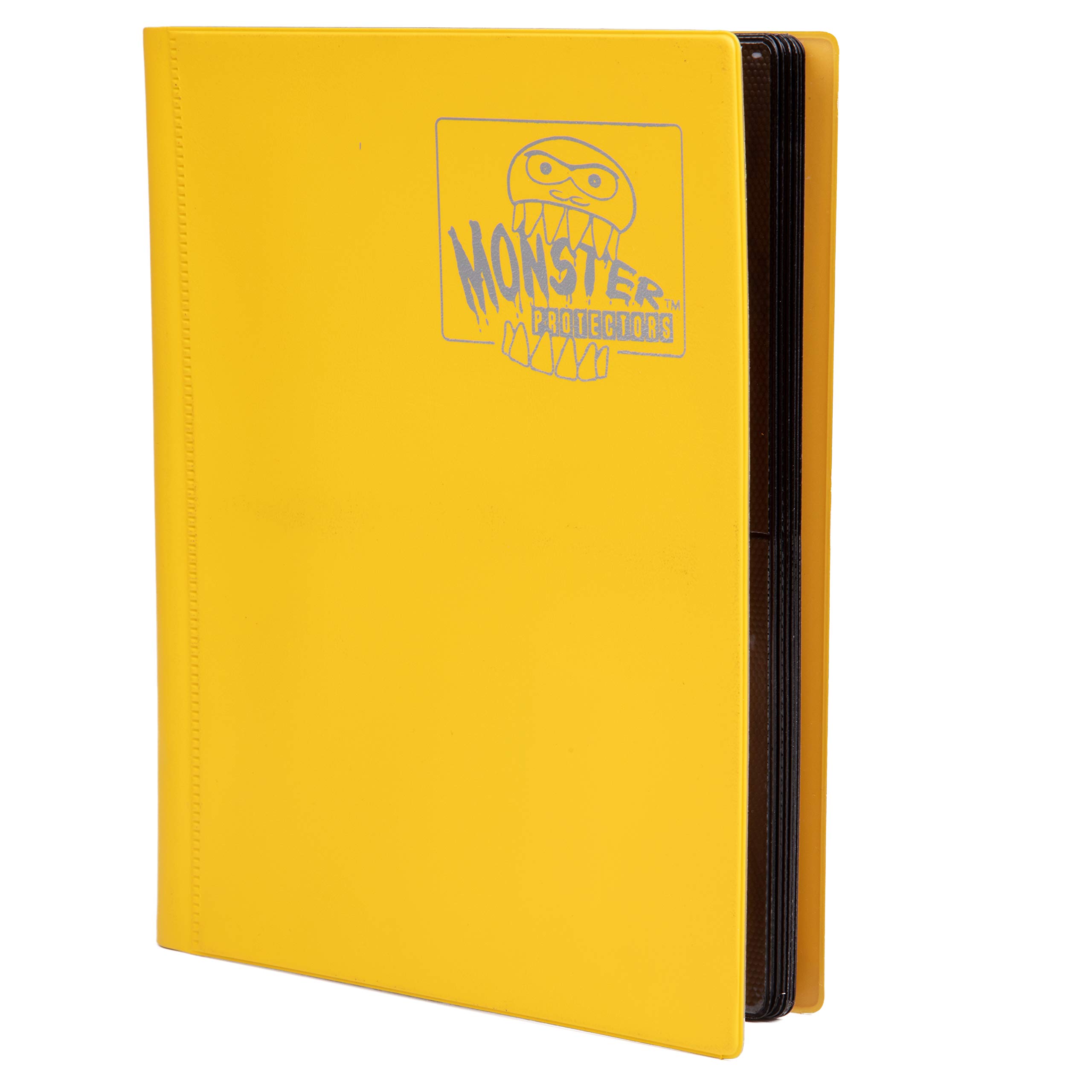 Monster Protection 4-Pocket Binder - Matte Yellow Trading Card Organizer | Perfect for Pokemon, Yu-Gi-Oh & MTG Card Collectors