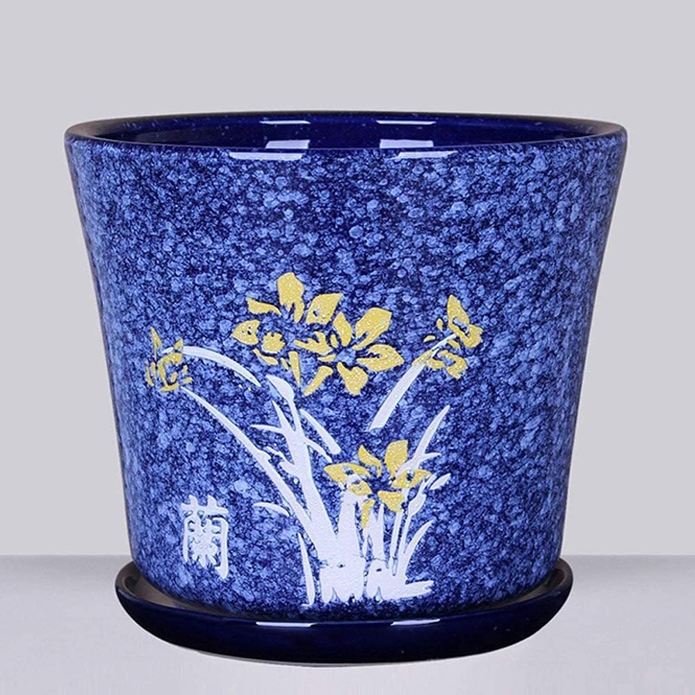 UimimiU Chinese Style Ceramic Flower Pot for Succulents, Green Plants, Herbs - Large Indoor Decorative Planter for Chlorophytum, Windowsill Bonsai, Garden Decor - Perfect for Home, Office & Gift Giving