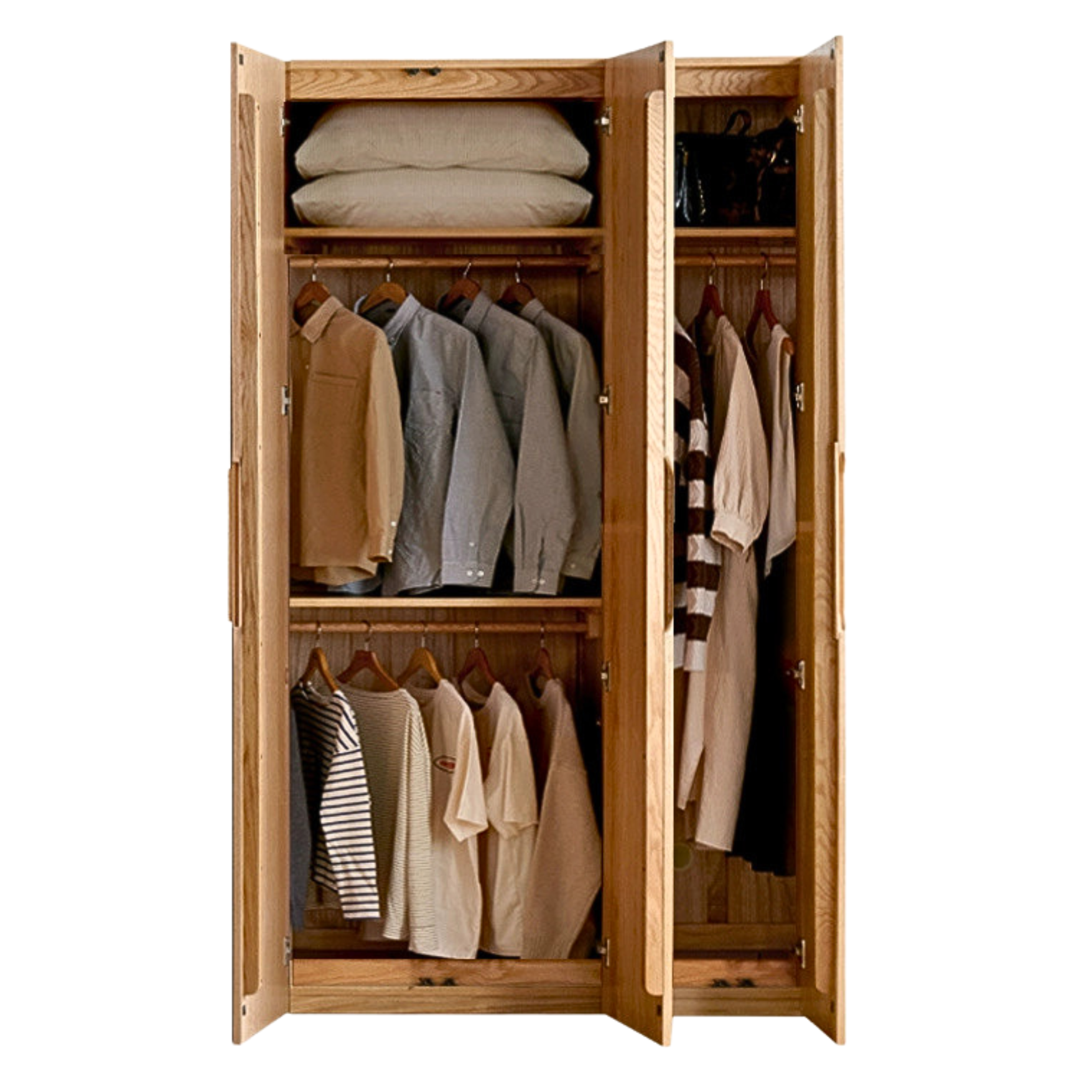 53.1x23.2x86.6 inch / 135x59x220 cm / Natural Wood Color / Three doors Wardrobe  type B + type A