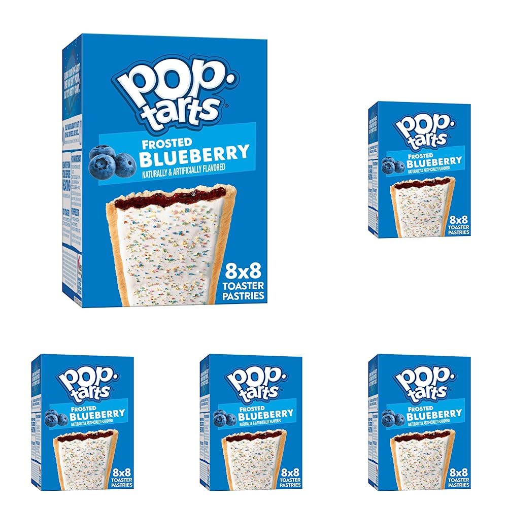 Frosted Blueberry Pop-Tarts Toaster Pastries - 64 Count (Pack of 5) | Breakfast Foods & Kids Snacks | Perfect for School Lunches, Quick Breakfasts & After-School Treats