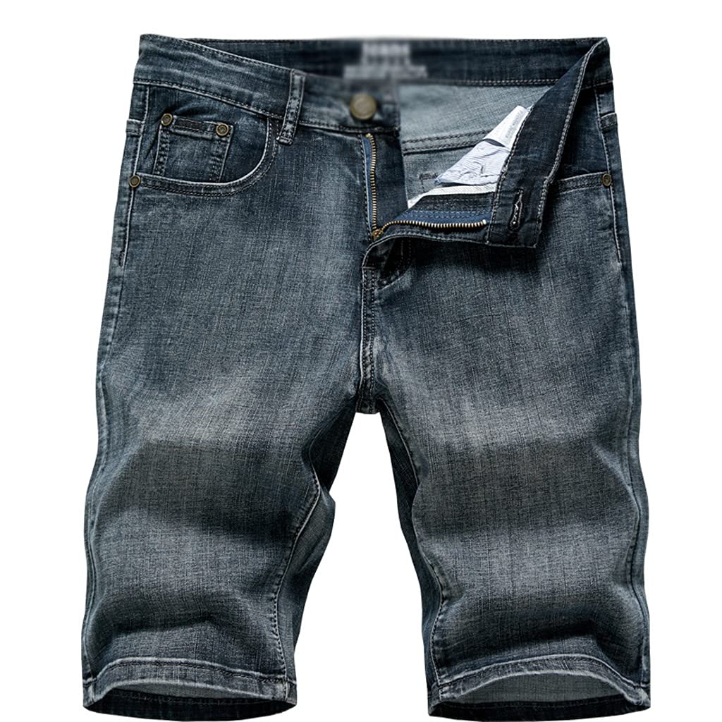 Men's Classic Slim Fit Denim Shorts - Black & Blue Thin Section Business Casual Jeans Shorts for Summer | Comfortable & Stylish | Perfect for Outdoor Activities, Beach Trips & Casual Wear (Color: A, Size: 31)