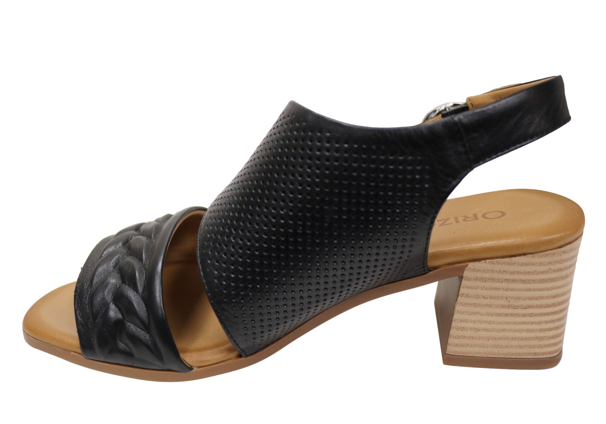Orizonte Mindi Women's Comfortable European Leather Mid Heel Sandals - Perfect for Summer, Office, and Casual Outings