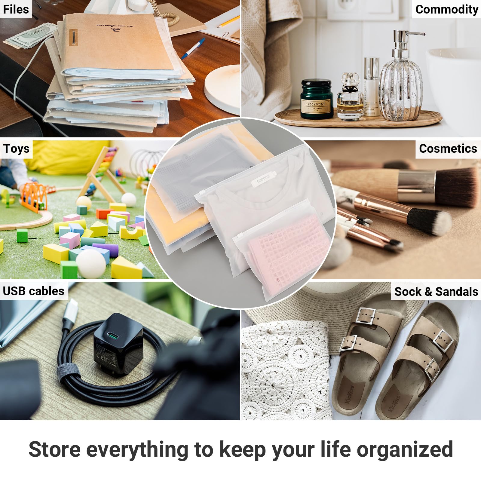 50Pcs 7.87x5.51 Inch Frosted Zipper Bags - Resealable Poly Plastic Ziplock Bags with Slider Closure for Shipping, Storage & Organization (3 Mil with Vent Holes) - Perfect for Socks, Underwear, Jewelry & Small Merchandise
