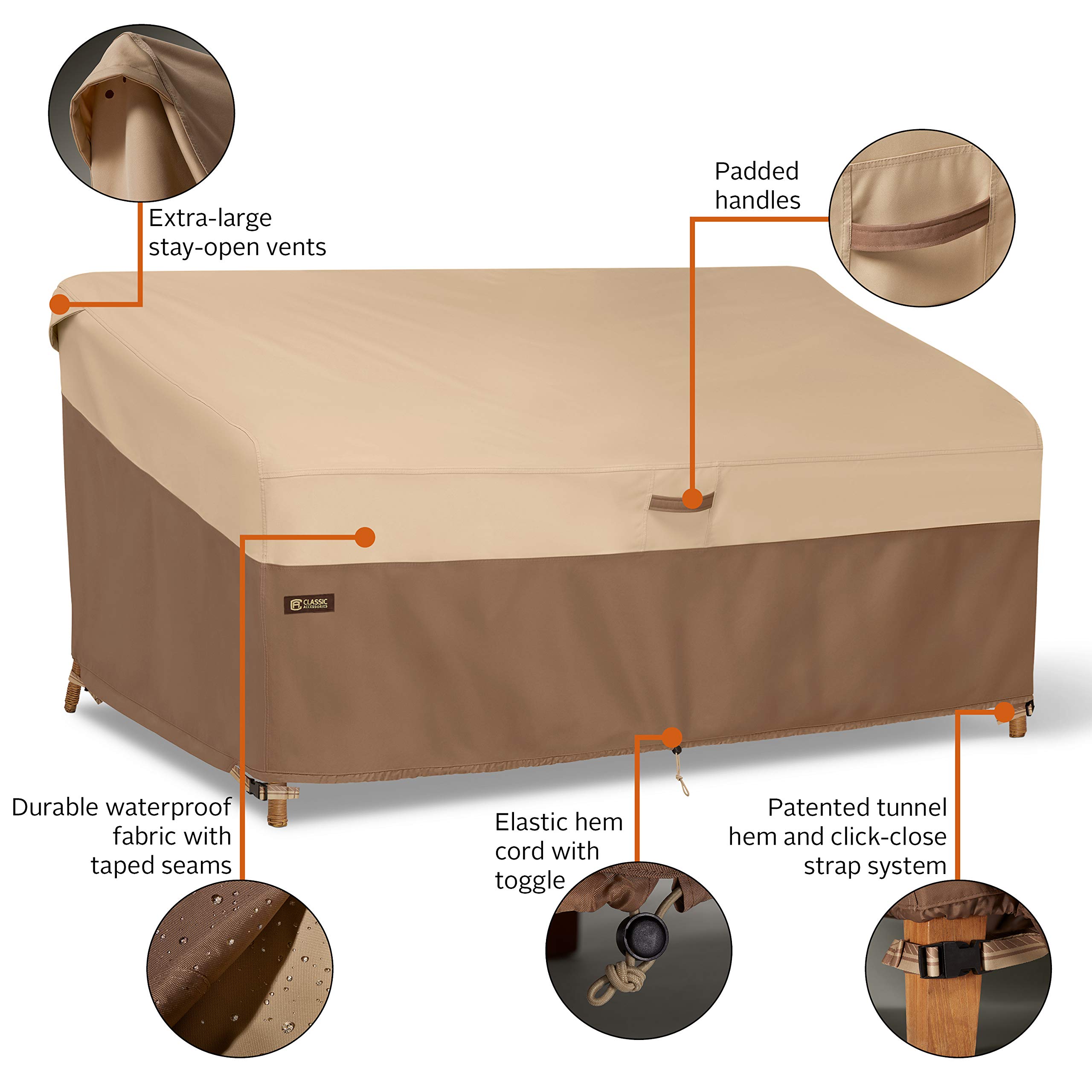 Classic Accessories Veranda's Best Waterproof Patio Sofa/Loveseat Cover 88x40x34 Inch - Durable Outdoor Furniture Protection for All Seasons