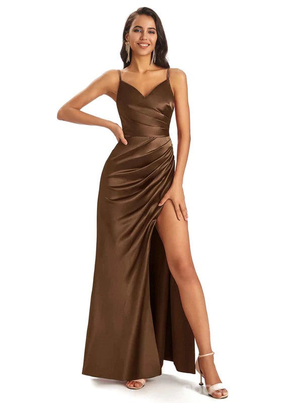 Elegant Mismatched Brown Mermaid Maxi Long Bridesmaid Dresses for Weddings & Formal Parties - WG1883 | Perfect for Beach Weddings, Evening Galas & Special Occasions