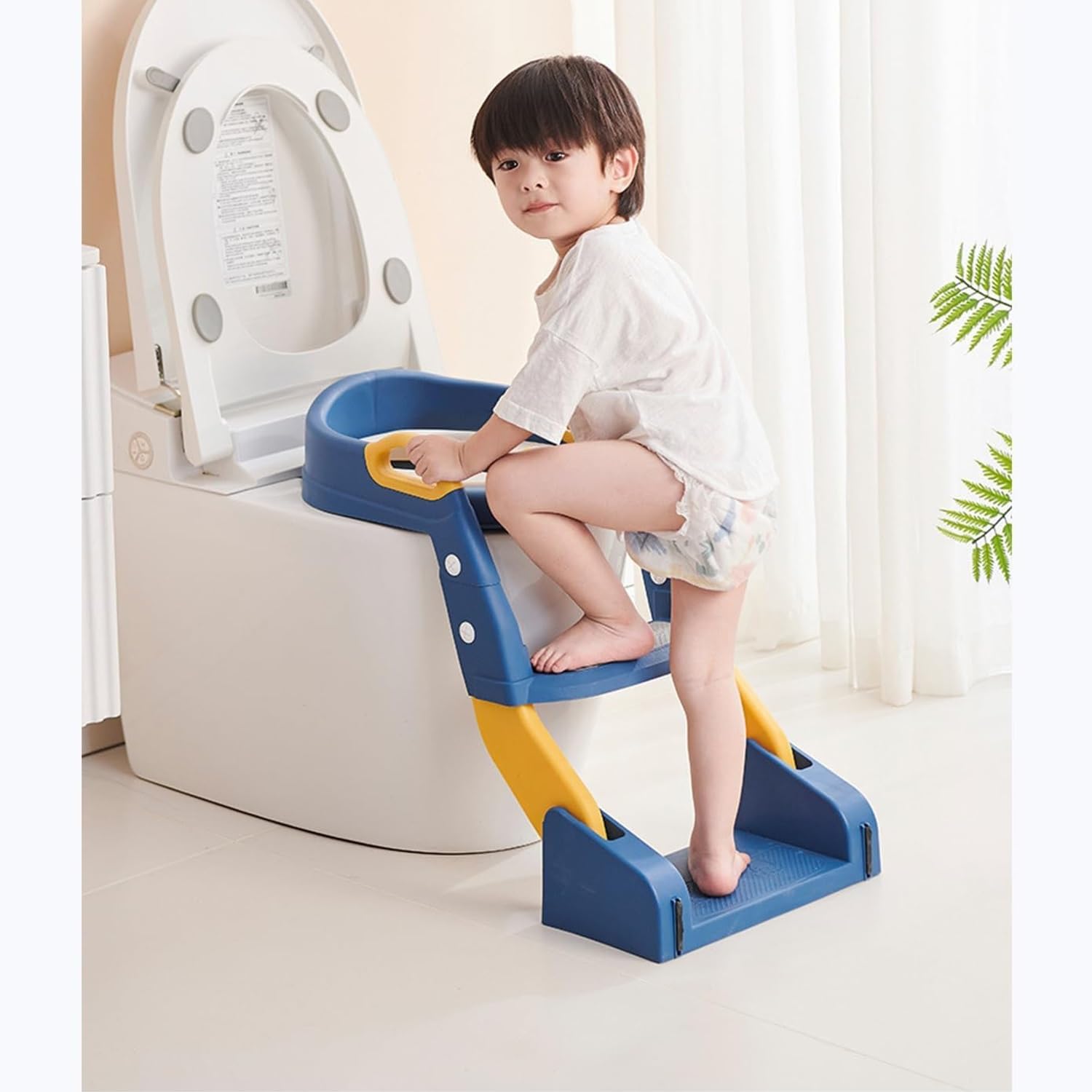 KtEli 2-in-1 Adjustable Toilet Training Seat with Step Stool Ladder - Anti-Slip Pads, Modern Grey Design - Perfect for Toddler Potty Training at Home or Daycare