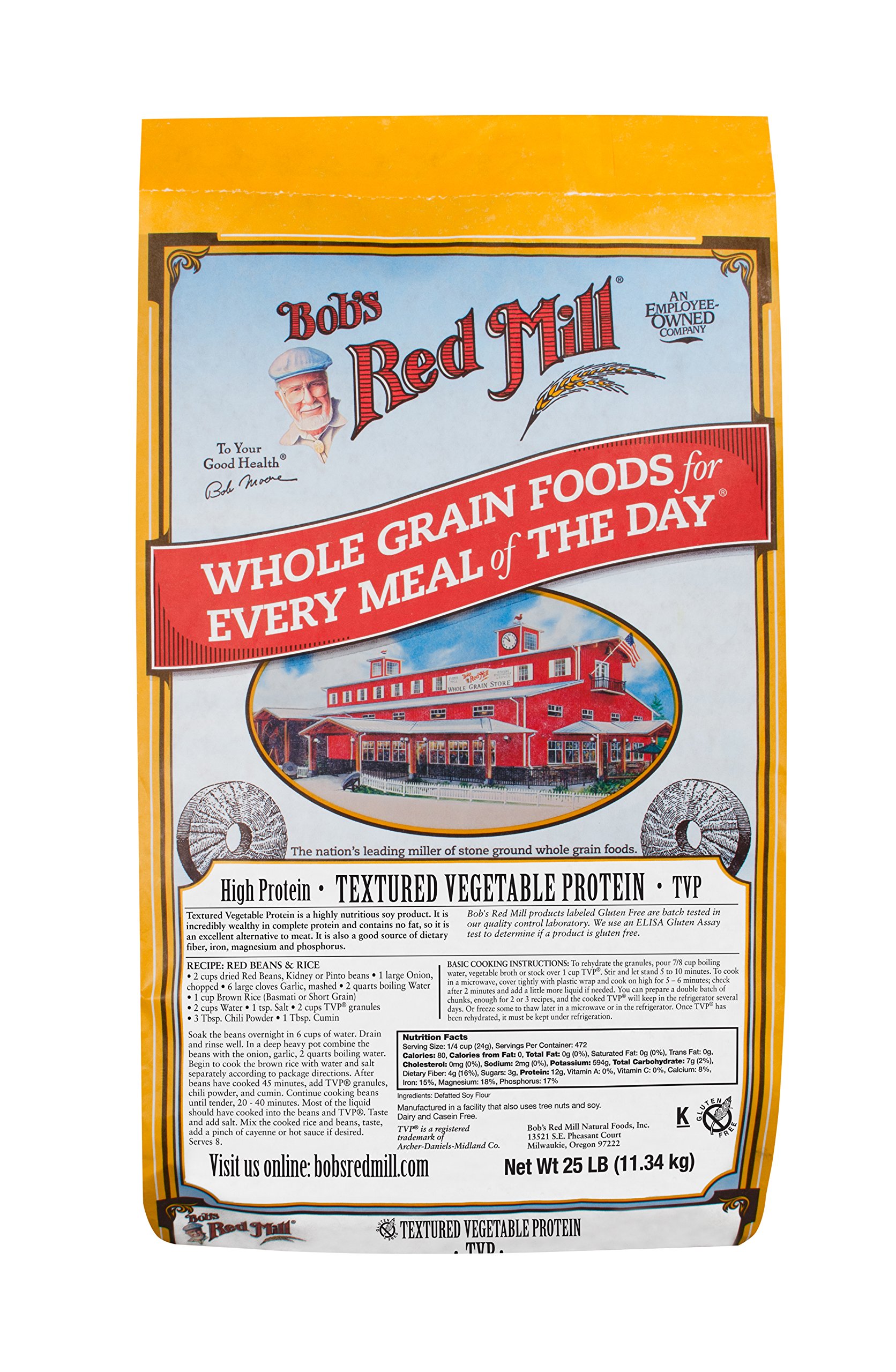 Bob's Red Mill Textured Vegetable Protein - 25 lb (11.34 kg) | High-Protein Meat Substitute for Vegan & Vegetarian Cooking | Perfect for Tacos, Burgers, and Meal Prep
