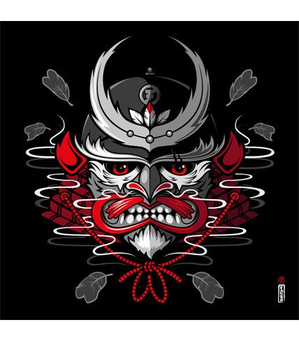 Fakir Owl Samurai Head Giclee Print - Premium Japanese Art Wall Decor for Home, Office & Anime Lover Gifts
