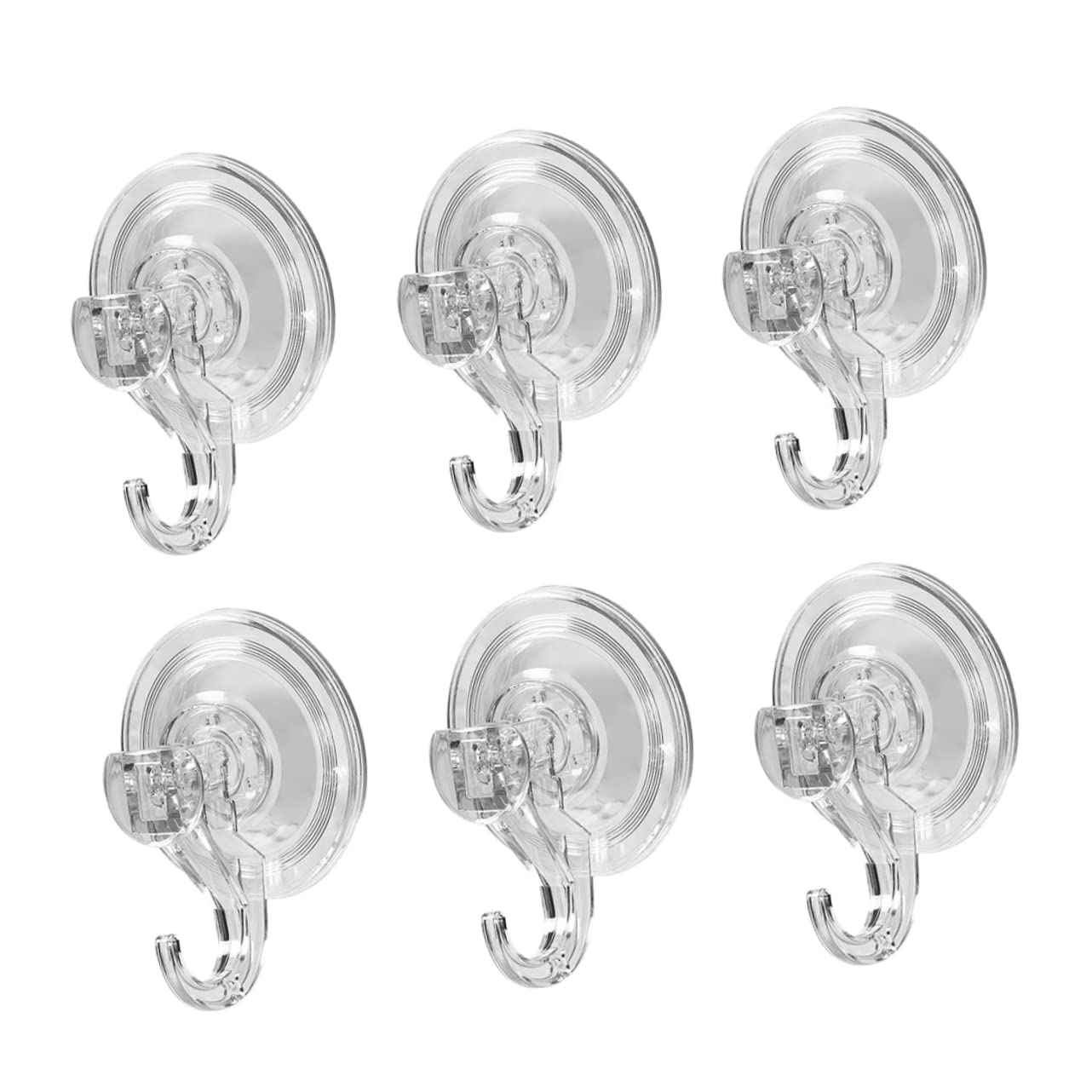 6-Pack Heavy Duty Suction Cup Hooks - Strong Plastic Wall Hangers for Bathroom, Kitchen & Shower - Perfect for Hanging Loofahs, Towels, Pet Clothes & More - Secure Vacuum Adhesive Hooks for Home Organization