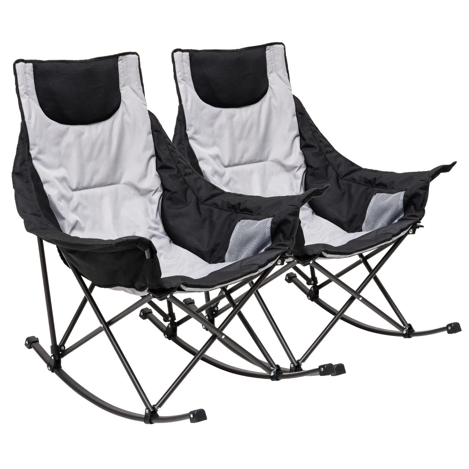 **SUNNYFEEL Oversized Rocking Camping Chair - Heavy Duty Padded Recliner with Pocket & Carry Bag - Portable Folding Lawn Chair for Outdoor, Picnic, Lounge, Patio - Perfect for Camping, Beach, Backyard Relaxation**