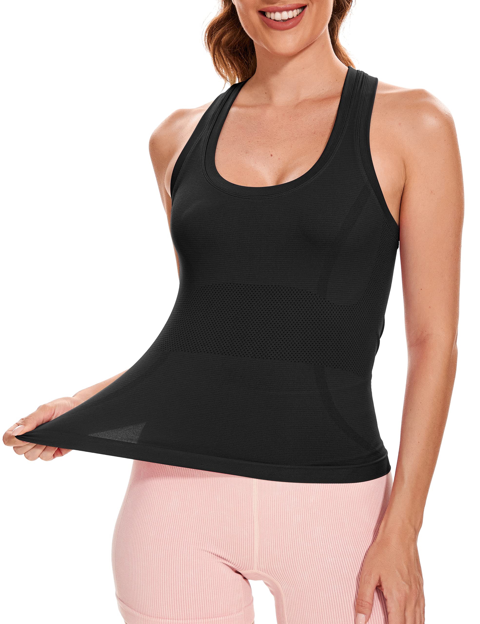 MathCat Women's Workout Tank Tops - Sleeveless Gym Shirts, Seamless Racerback Athletic Yoga Tops for Running, Fitness & Yoga Training