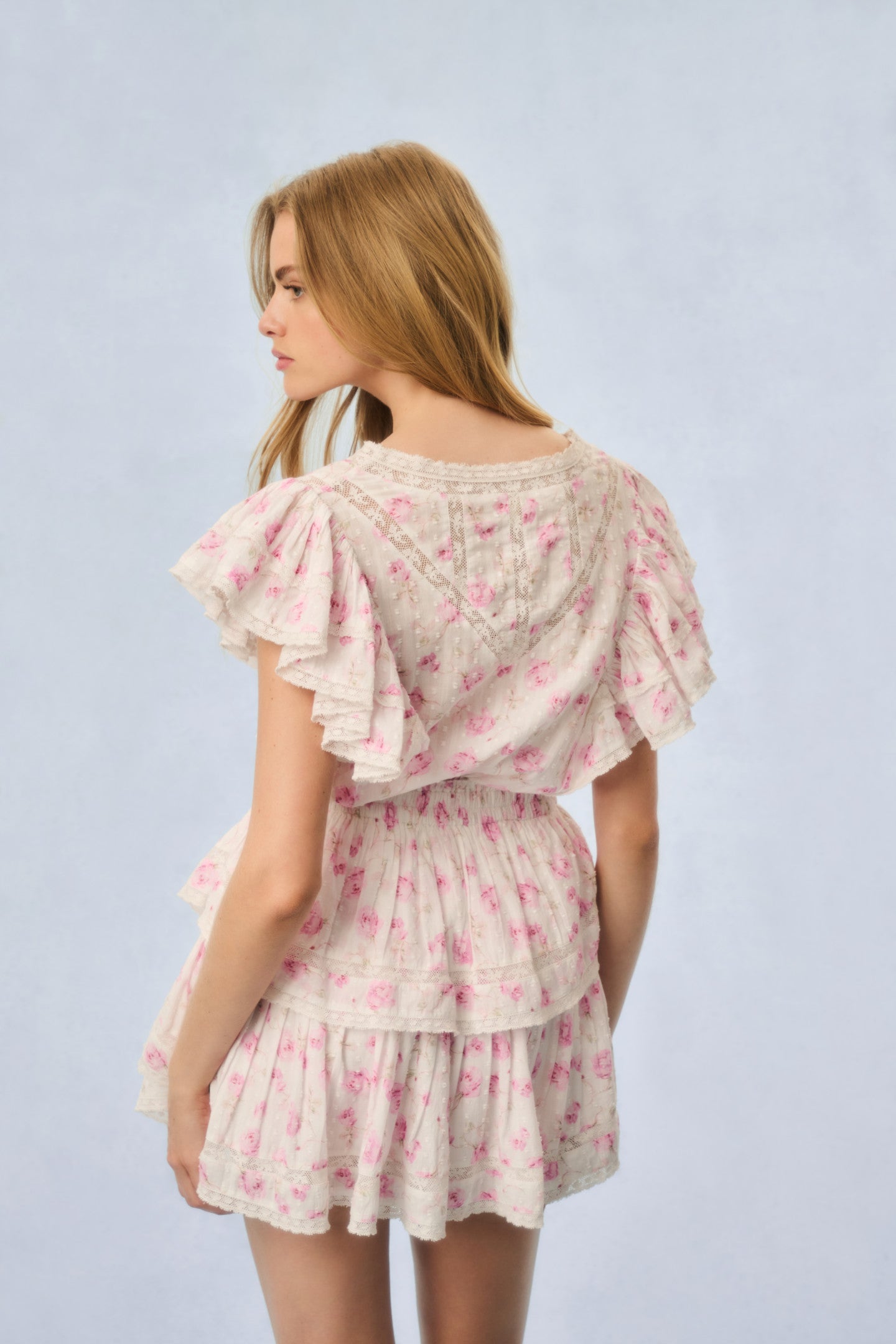 Gwen Floral Print Cotton Mini Dress - Women's Summer Casual Short Sleeve Flowy Dress for Beach, Party & Date Night