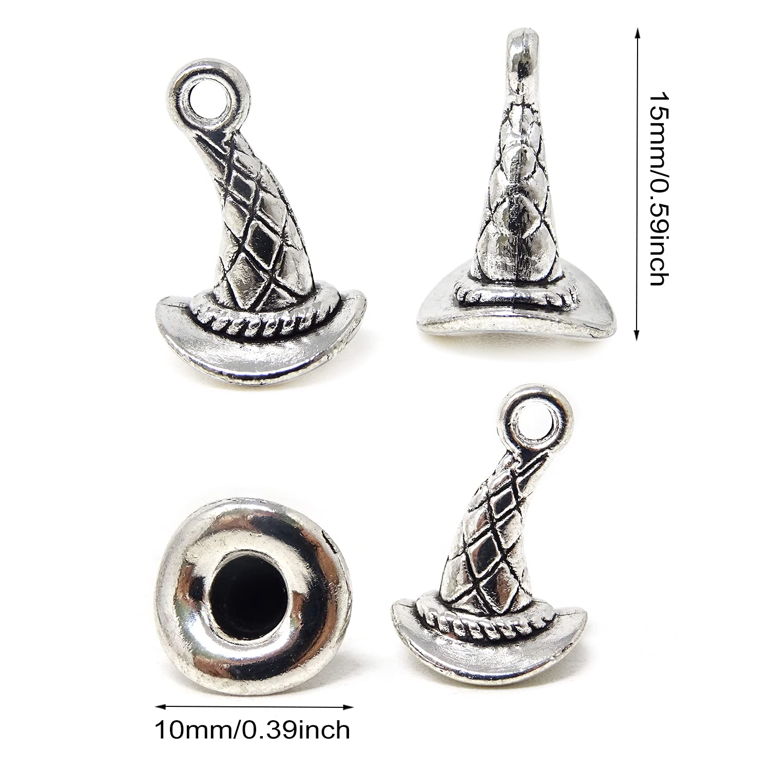 Honbay 35PCS Alloy Witch Hat Charms - Wizard Hat Pendants for DIY Jewelry Making (Earrings, Bracelets, Necklaces) - Perfect for Halloween, Christmas Crafts & Gothic Accessories