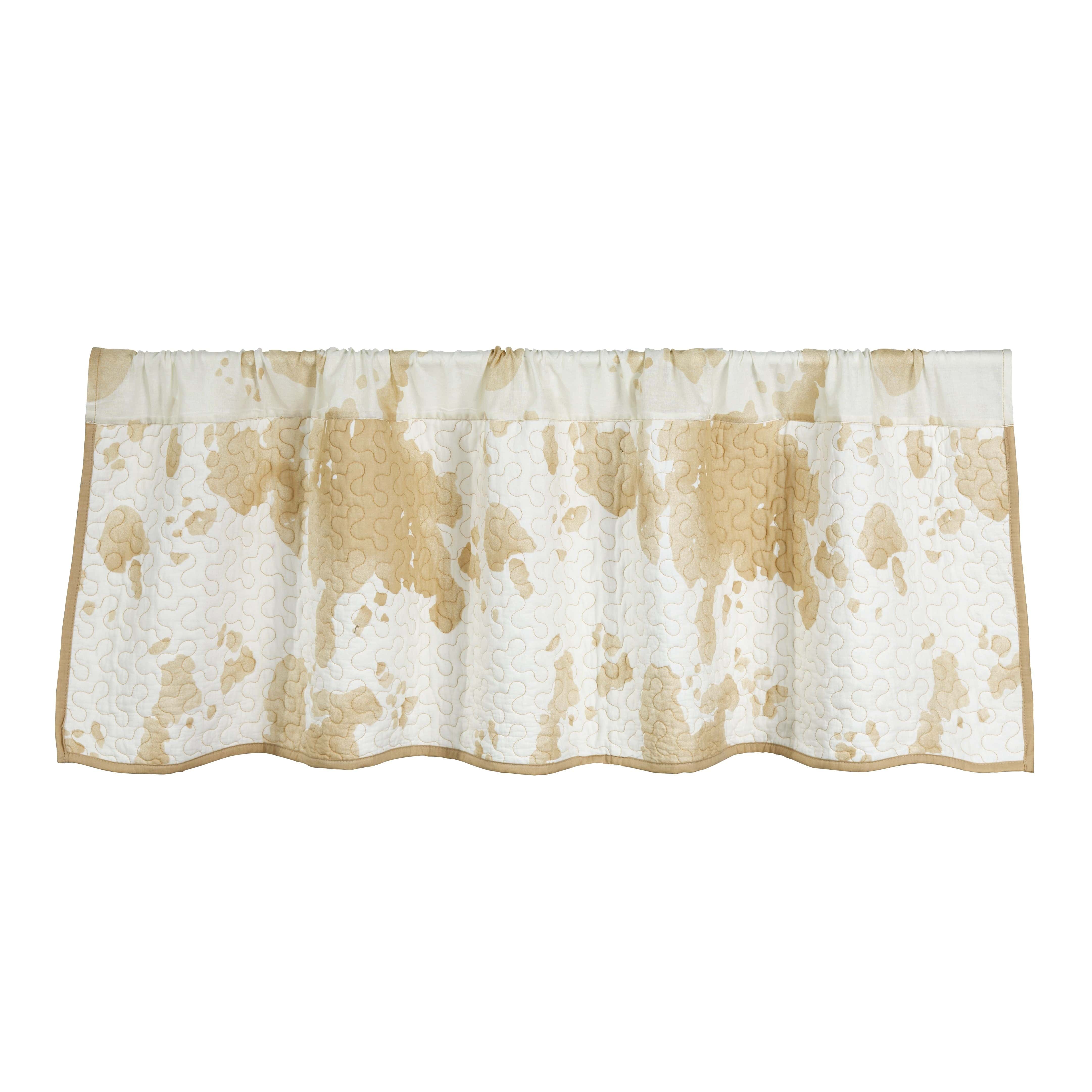 Elsa Reversible Quilted Cowhide Valance - Light Tan Bed Skirt for Queen Size Beds | Elegant Bedroom Decor & Home Styling Accessory