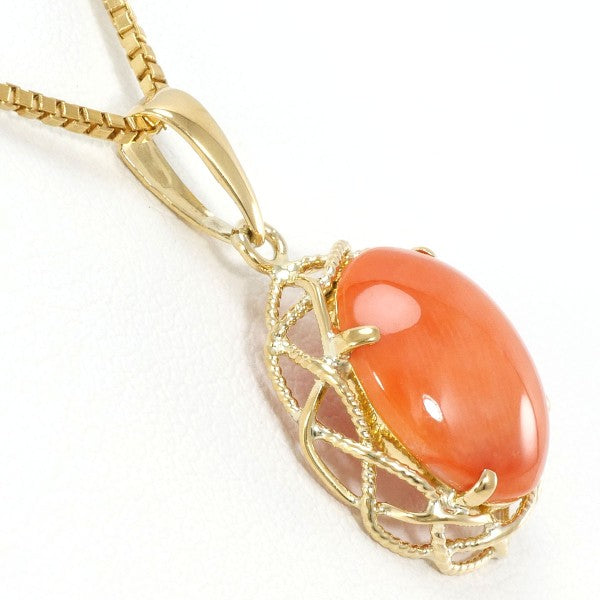 18K Yellow Gold Coral Necklace for Women - Elegant Handmade Jewelry Gift for Birthday, Anniversary & Special Occasions