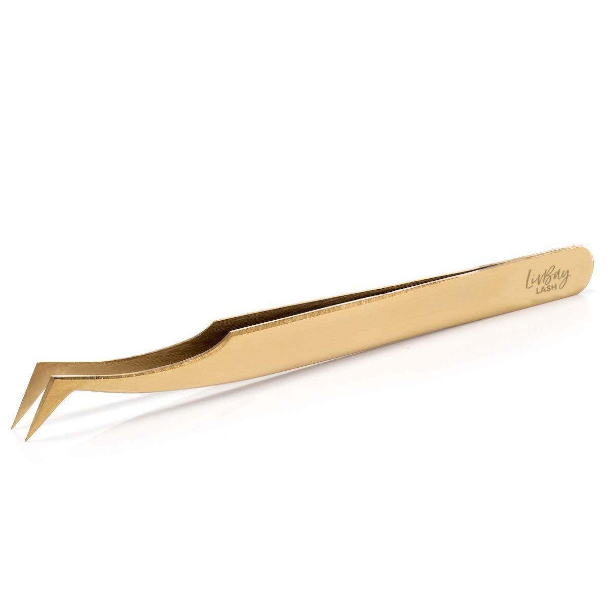 LivBay Lash Professional Stainless Steel Eyelash Extension Tweezers - Curved Tip for Volume & Mega Lashes | False Eyelash Applicator Tool | Perfect for Salon, Home Use & DIY Lash Extensions