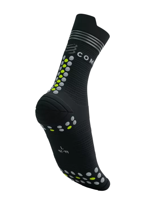 Compressport Unisex Pro Racing Socks V4.0 - High Performance Running Socks for Men & Women - Black/Fluo Yellow - Ideal for Marathon, Trail Running & Triathlon Training