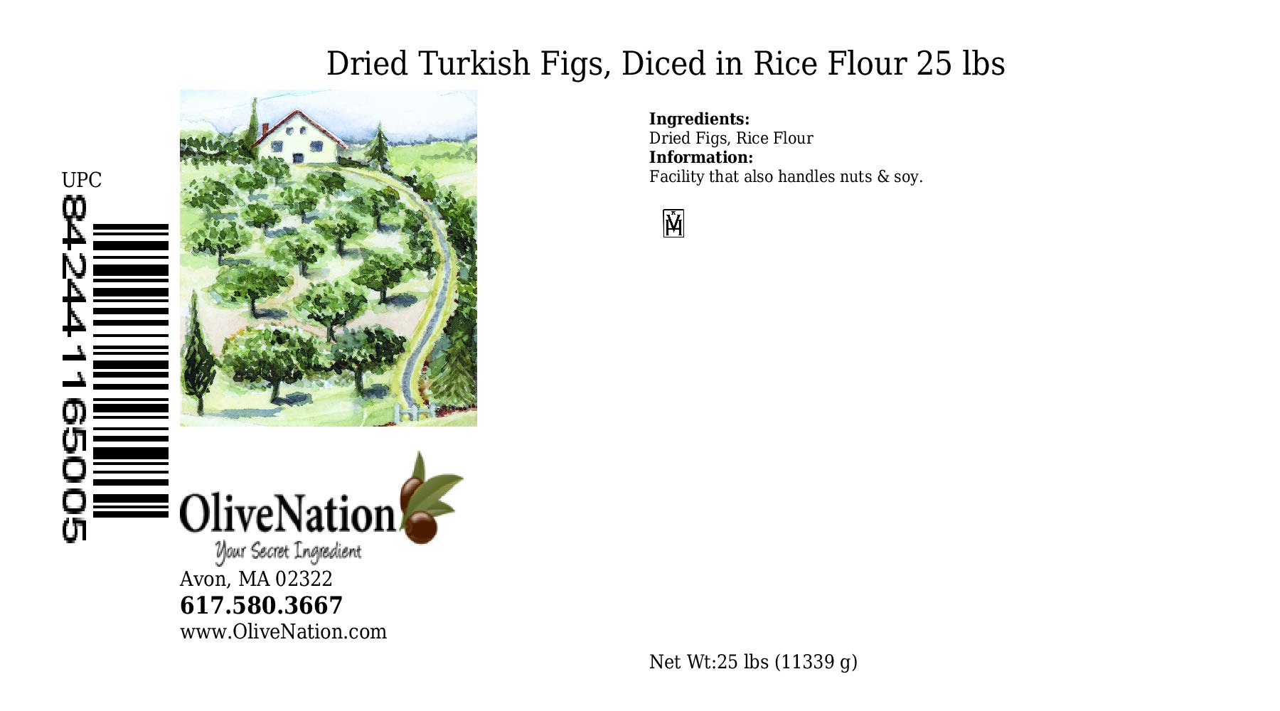 Premium Dried Turkish Figs Diced in Rice Flour - 25 lb Bulk for Baking, Cooking, Snacks & Edible Decorations | Perfect for Granola, Yogurt Toppings & Holiday Desserts