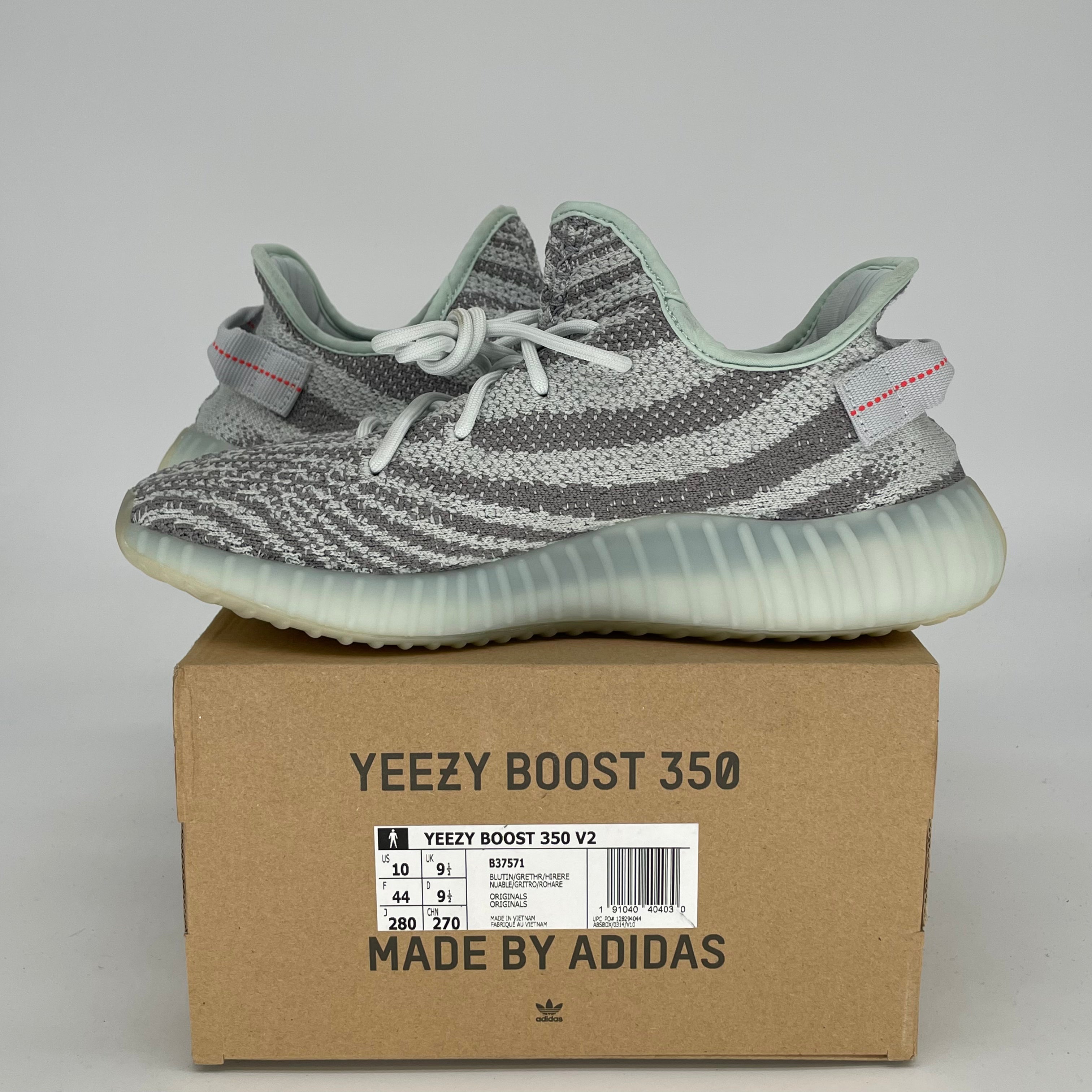 Adidas Yeezy Boost 350 V2 Blue Tint Sneakers - Men's Size 10 / Women's Size 11.5 (Style Code B37571) | Comfortable Running Shoes for Casual Wear & Street Fashion