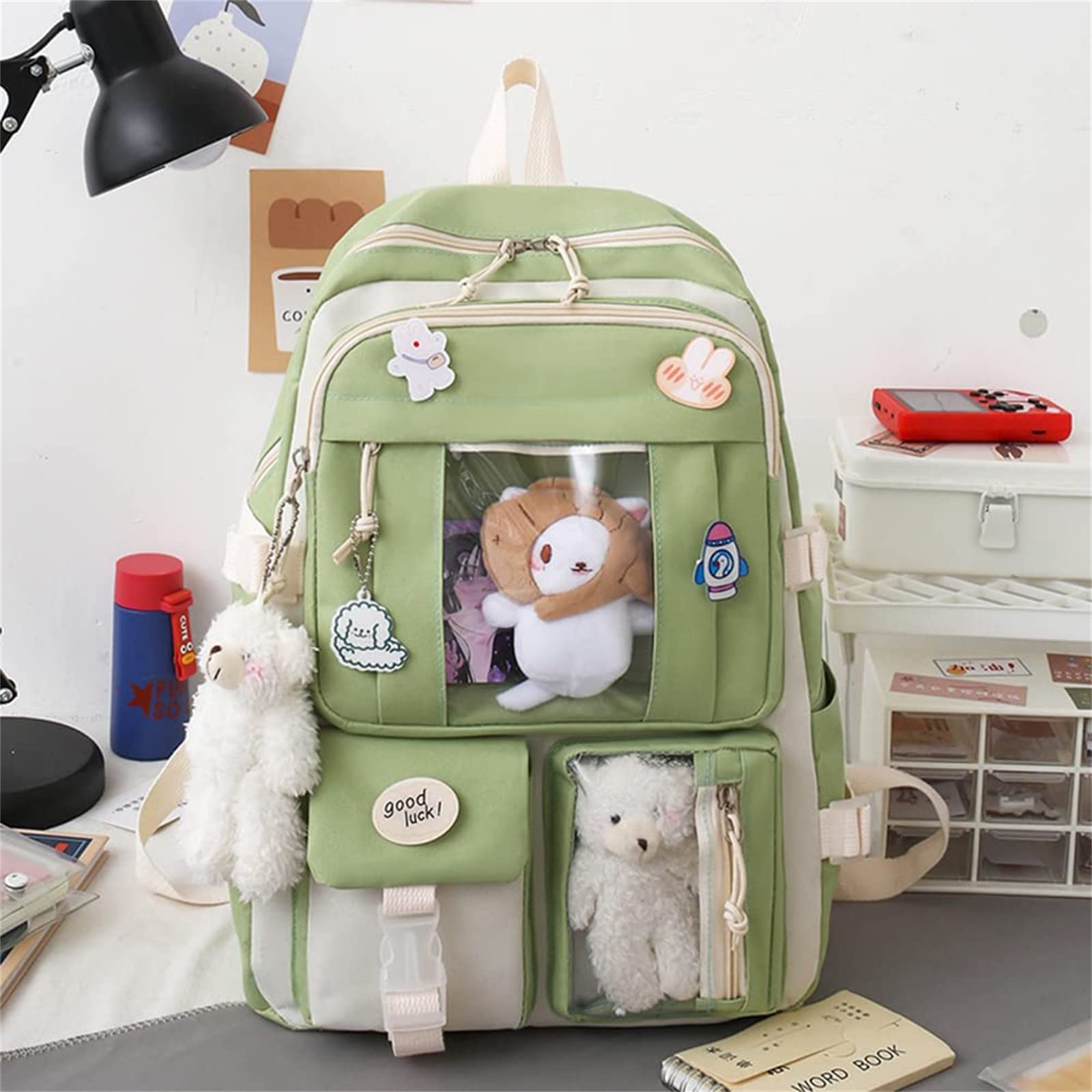 KAWAII Backpack Set - 5 Pcs Cute Aesthetic School Backpacks for Girls, Teens & College Students | Trendy Bookbags for School, Travel & Everyday Use